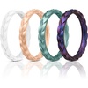 image:imageEgnaro Thin Silicone Anniversary Rings Stackable Rubber Engagement RingSETBWhite Peach Gold Metallic Green Galaxy