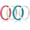 image:imageEgnaro Womens Silicone Stackable Rings 32mm Thin Rubber Wedding BandSETR1Pale Pink  Nude  Green Blue  Metallic Pearl White