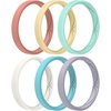 image:imageEgnaro Womens Silicone Stackable Rings 32mm Thin Rubber Wedding BandSETR2Coral Red  Apricot  Opal Green  Lapis Blue  Lavender  Ivory