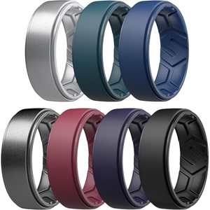 image:imageEgnaro Mens Breathable Silicone Rings 4 Airflow Channels rubber wedding band  SweatFree Comfort  Multipack 147 for Gym amp OutdoorSETJSilver Deep Blue Dark Blue Dark Silver Maroon Black Purple Black