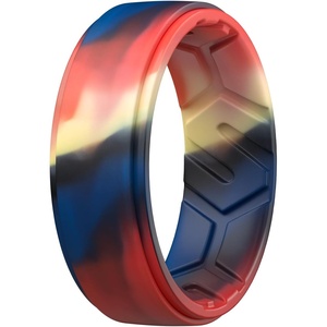 image:imageEgnaro Mens Breathable Silicone Rings 4 Airflow Channels rubber wedding band  SweatFree Comfort  Multipack 147 for Gym amp OutdoorSETLCadi Camo