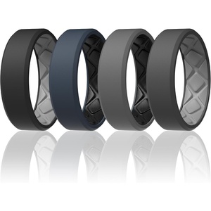 image:imageEgnaro Mens Silicone Ring 75mm Wide Beveled Flexible Rubber Wedding BandSETA2BlackLight Gray  Blue GrayBlack  Dark GrayBlack  Black GrayBlack