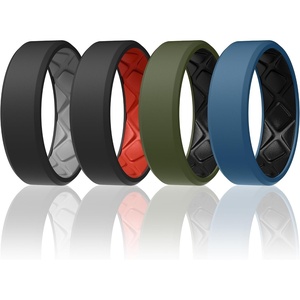 image:imageEgnaro Mens Silicone Ring 75mm Wide Beveled Flexible Rubber Wedding BandSETA4BlackLight Gray  BlackRed  Olive GreenBlack  Twilight BlueBlack