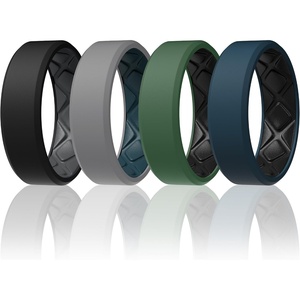 image:imageEgnaro Mens Silicone Ring 75mm Wide Beveled Flexible Rubber Wedding BandSETA6BlackBlack Gray  Light GrayTeal Blue  Twilight BlueBlack  Ink GreenBlack