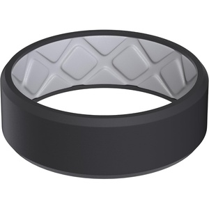 image:imageEgnaro Mens Silicone Ring 75mm Wide Beveled Flexible Rubber Wedding BandSETB2BlackLight Gray