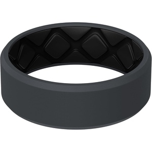 image:imageEgnaro Mens Silicone Ring 75mm Wide Beveled Flexible Rubber Wedding BandSETB4Black GrayBlack