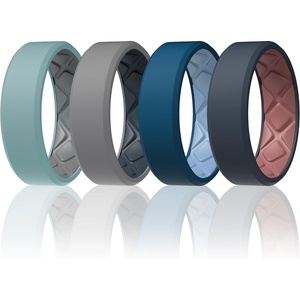 image:imageEgnaro Mens Silicone Ring 75mm Wide Beveled Flexible Rubber Wedding BandSETB5Blue GrayCoral Red  Blue IrisClassic Blue  Light GreenLight Gray  Light GrayBlue Gray