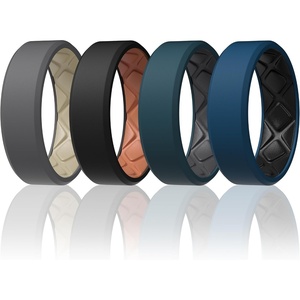 image:imageEgnaro Mens Silicone Ring 75mm Wide Beveled Flexible Rubber Wedding BandSETB7Dark GrayGreige  Teal BlueBlack Gray  Sea BlueBlack  BlackPumpkin