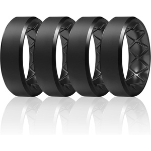 image:imageEgnaro Mens Silicone Ring 9mm Wide Flexible Rubber Wedding Band for GymSETA1Black  Black  Black  Black