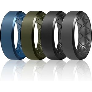 image:imageEgnaro Mens Silicone Ring 9mm Wide Flexible Rubber Wedding Band for GymSETA2Dark Blue  Olive Green  Black Gray  Black