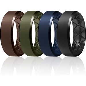 image:imageEgnaro Mens Silicone Ring 9mm Wide Flexible Rubber Wedding Band for GymSETA6Dark Brown  Olive Green  Dark Blue  Black