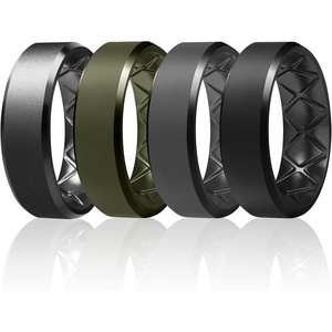 image:imageEgnaro Mens Silicone Ring 9mm Wide Flexible Rubber Wedding Band for GymSETA8Dark Silver  Olive Green  Dark Gray  Black