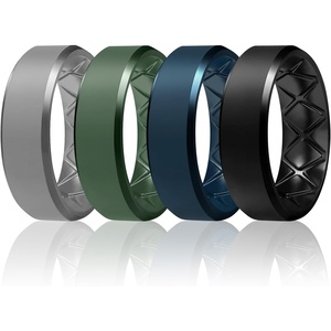 image:imageEgnaro Mens Silicone Ring 9mm Wide Flexible Rubber Wedding Band for GymSETB12Light Gray  Ink Green  Twilight Blue  Black