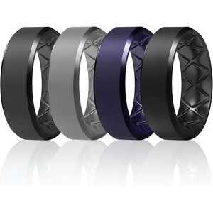 image:imageEgnaro Mens Silicone Ring 9mm Wide Flexible Rubber Wedding Band for GymSETB6Black Gray  Light Gray  Dark Purple  Black