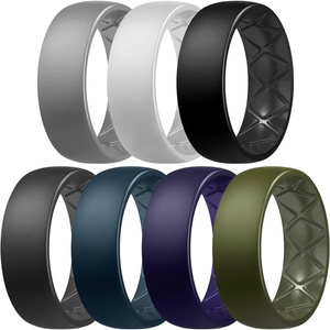 image:imageEgnaro Mens Silicone Rings 8mm Wide Flexible Rubber Wedding Band for HimSETA1Light Gray  White  Black  Black Gray  Twilight Blue  Dark Blue  Olive Green