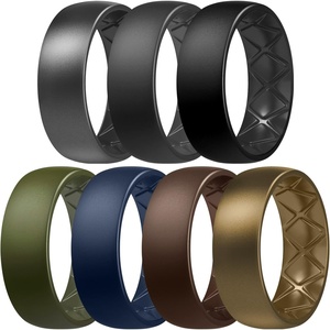 image:imageEgnaro Mens Silicone Rings 8mm Wide Flexible Rubber Wedding Band for HimSETA2Dark Silver  Black Gray  Black  Olive Green  Midnight Blue  Dark Brown  Bronze