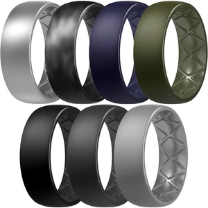 image:imageEgnaro Mens Silicone Rings 8mm Wide Flexible Rubber Wedding Band for HimSETA3Silver  Black GrayBlack Camo  Dark Blue  Olive Green  Black  Black Gray  Light Gray