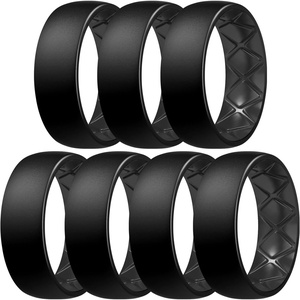 image:imageEgnaro Mens Silicone Rings 8mm Wide Flexible Rubber Wedding Band for HimSETA4Black x7