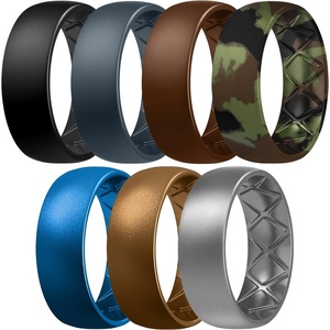 image:imageEgnaro Mens Silicone Rings 8mm Wide Flexible Rubber Wedding Band for HimSETB12Black  Blue Gray  Warm Brown  Army Camo  Metallic Royal Blue  Metallic Brown  Silver