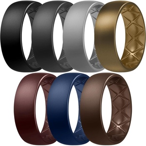 image:imageEgnaro Mens Silicone Rings 8mm Wide Flexible Rubber Wedding Band for HimSETB4Black  Black Gray  Light Gray  Bronze  Burgundy  Midnight Blue  Dark Brown