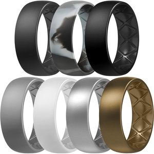 image:imageEgnaro Mens Silicone Rings 8mm Wide Flexible Rubber Wedding Band for HimSETB6Dark Gray  Black Gray Camo  Black  Light Gray  White  Silver  Bronze