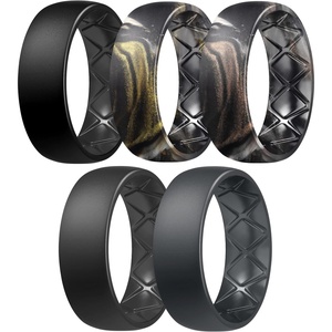 image:imageEgnaro Mens Silicone Rings 8mm Wide Flexible Rubber Wedding Band for HimSETC11Black  Gold Flow  Bronze Flow  Black Gray  Dark Gray