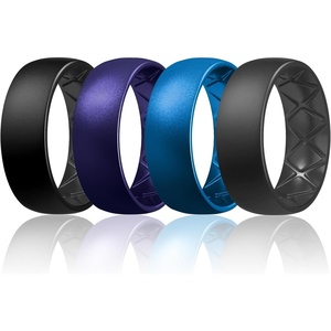 image:imageEgnaro Mens Silicone Rings 8mm Wide Flexible Rubber Wedding Band for HimSETC13Black  Metallic Purple  Metallic Royal Blue  Black Gray