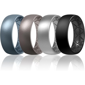 image:imageEgnaro Mens Silicone Rings 8mm Wide Flexible Rubber Wedding Band for HimSETC2Metallic Blue  Metallic Gun  Silver  Black