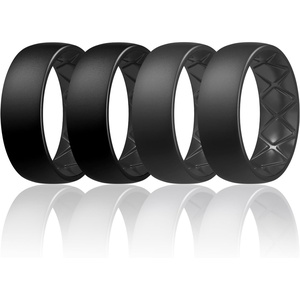 image:imageEgnaro Mens Silicone Rings 8mm Wide Flexible Rubber Wedding Band for HimSETC3Black  Black  Black Gray  Black Gray