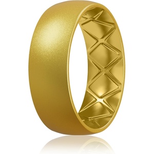 image:imageEgnaro Mens Silicone Rings 8mm Wide Flexible Rubber Wedding Band for HimSETD2Gold