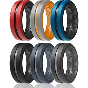 image:imageEgnaro Mens Silicone Rings 8mm Wide Two Tone Rubber Wedding Band for HimB4RedBlack  Light GrayVivid Orange  Elegant BlueBlack  Blue Gray  Black Gray  Black