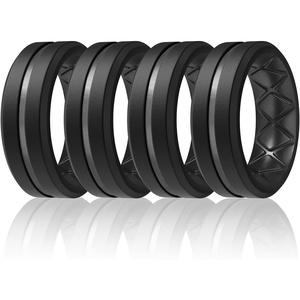 image:imageEgnaro Mens Silicone Rings 8mm Wide Two Tone Rubber Wedding Band for HimB7Black  Black  Black  Black