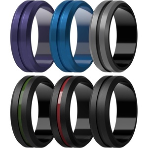 image:imageEgnaro Mens Silicone Rings 8mm Wide Two Tone Rubber Wedding Band for HimC2BlackCrimson  Metallic Purple  Metallic Royal Blue  BlackEmerald Green  Dark GrayBlack  Black