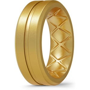 image:imageEgnaro Mens Silicone Rings 8mm Wide Two Tone Rubber Wedding Band for HimR5Gold
