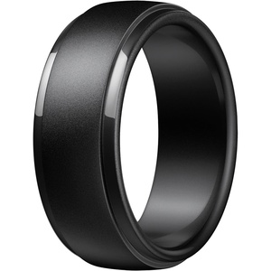 image:imageEgnaro Mens Silicone Rings Classic Black Step Edge Rubber band 10mm WideSETCMetallic Black