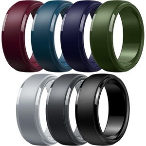 image:imageEgnaro Mens Silicone Rings Classic Black Step Edge Rubber band 10mm WideSETGLight Gray Dark Foliage Green Twilight Blue Black Gray Maroon Black Purple Black