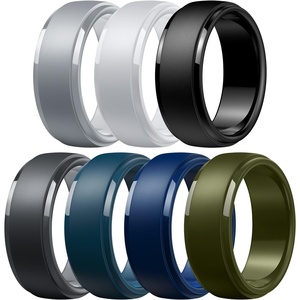 image:imageEgnaro Mens Silicone Rings Classic Black Step Edge Rubber band 10mm WideSETHLight Gray White Black Black Gray Twilight Blue Dark Blue Olive Green