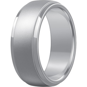 image:imageEgnaro Mens Silicone Rings Classic Black Step Edge Rubber band 10mm WideSETOSilver