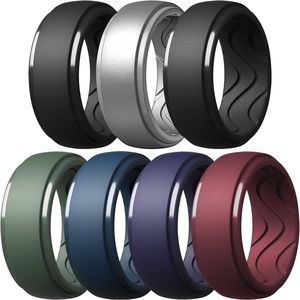 image:imageEgnaro Mens Silicone Rings Inner Arc Ergonomic Breathable DesignSETA1Silver Ink Green Twilight Blue Black Maroon Black Purple Black