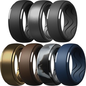 image:imageEgnaro Mens Silicone Rings Inner Arc Ergonomic Breathable DesignSETA2Black Dark Silver Black Gray Bronze Coffee Brown Black Gray Camo Midnight Blue