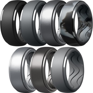 image:imageEgnaro Mens Silicone Rings Inner Arc Ergonomic Breathable DesignSETA3Black Black Gray Dark Silver Black Gray Camo Silver Metallic Platinum Light Gray