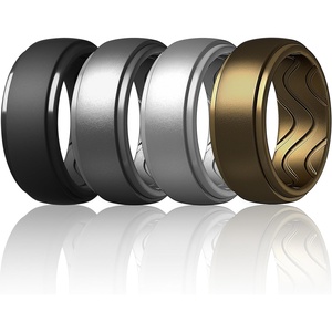 image:imageEgnaro Mens Silicone Rings Inner Arc Ergonomic Breathable DesignSETA7Silver Bronze Dark Silver Black