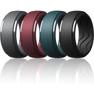 image:imageEgnaro Mens Silicone Rings Inner Arc Ergonomic Breathable DesignSETB8Black Gray Maroon Deep Blue Black