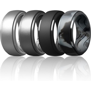 image:imageEgnaro Mens Silicone Rings Inner Arc Ergonomic Breathable DesignSETCSilver Dark Silver Black Gray Camo Black