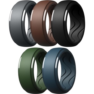image:imageEgnaro Mens Silicone Rings Inner Arc Ergonomic Breathable DesignSETFBlack Gray Tan Dark Foliage Green Twilight Blue Black