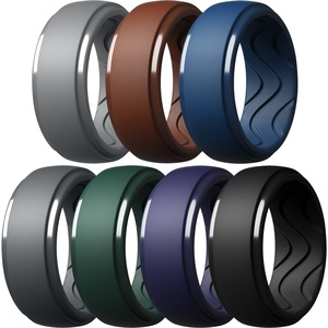 image:imageEgnaro Mens Silicone Rings Inner Arc Ergonomic Breathable DesignSETGLight Gray Pine Green Sea Blue Black Gray Chestnut Red Black Purple Black