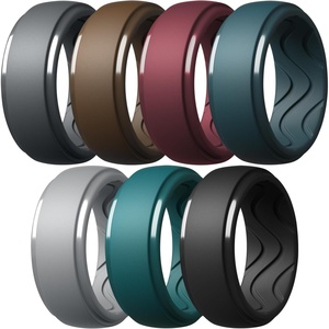 image:imageEgnaro Mens Silicone Rings Inner Arc Ergonomic Breathable DesignSETHLight Gray Maroon Emerald Green deep blue Dark Brown Black Gray Black