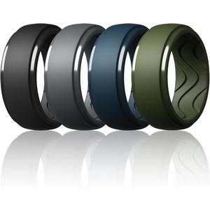 image:imageEgnaro Mens Silicone Rings Inner Arc Ergonomic Breathable DesignSETNBlack Black Gray Twilight Blue Olive Green