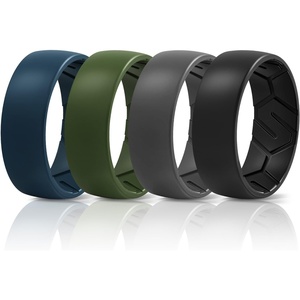 image:imageEgnaro Mens Silicone Rings Patterned SGrooves Rubber BandsSETA3Twilight Blue Dark Foliage Green Black Gray Black