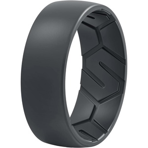 image:imageEgnaro Mens Silicone Rings Patterned SGrooves Rubber BandsSETB5Dark Gray